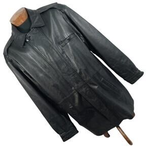 WILSONS LEATHER! LUXE BLACK GENUINE LEATHER THERMAL LINED ZIP JACKET! SZ 2XLT